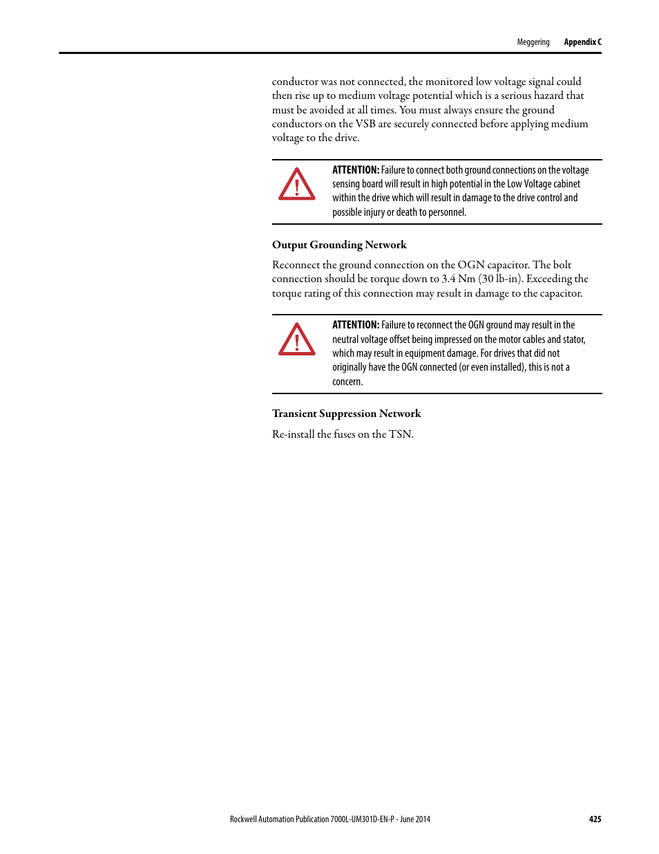 Rockwell Automation 7000L PowerFlex Medium Voltage AC Drive (C-Frame) - ForGe Control User Manual | Page 425 / 432