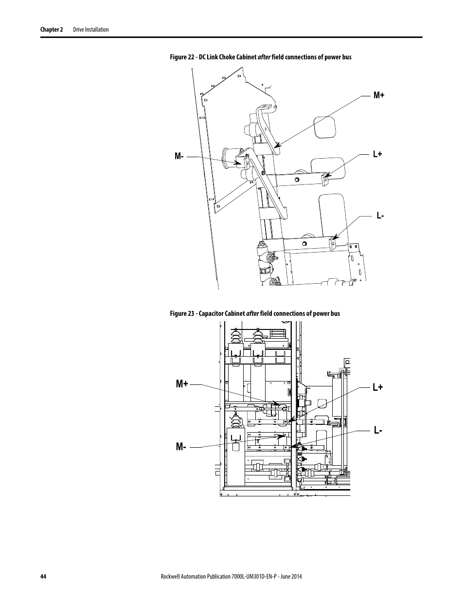 M+ l+ l- m | Rockwell Automation 7000L PowerFlex Medium Voltage AC Drive (C-Frame) - ForGe Control User Manual | Page 44 / 432