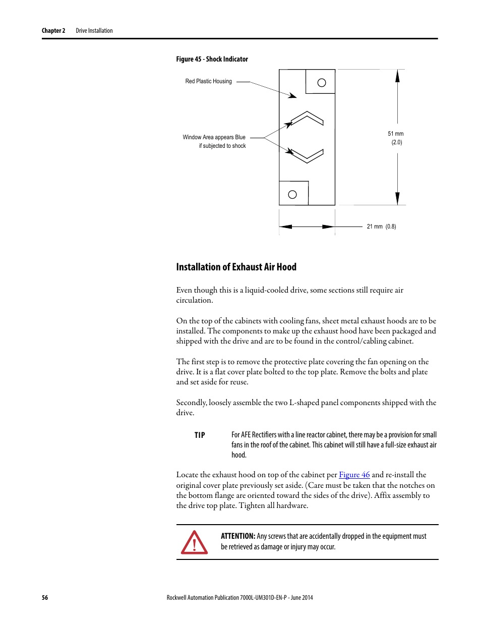 Installation of exhaust air hood | Rockwell Automation 7000L PowerFlex Medium Voltage AC Drive (C-Frame) - ForGe Control User Manual | Page 56 / 432