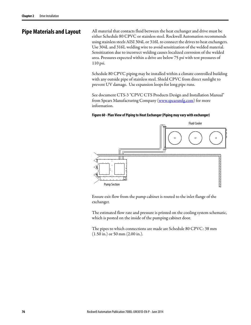 Pipe materials and layout | Rockwell Automation 7000L PowerFlex Medium Voltage AC Drive (C-Frame) - ForGe Control User Manual | Page 76 / 432