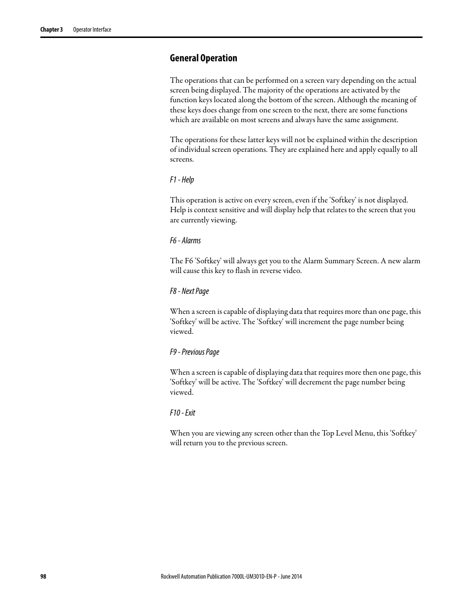 General operation | Rockwell Automation 7000L PowerFlex Medium Voltage AC Drive (C-Frame) - ForGe Control User Manual | Page 98 / 432