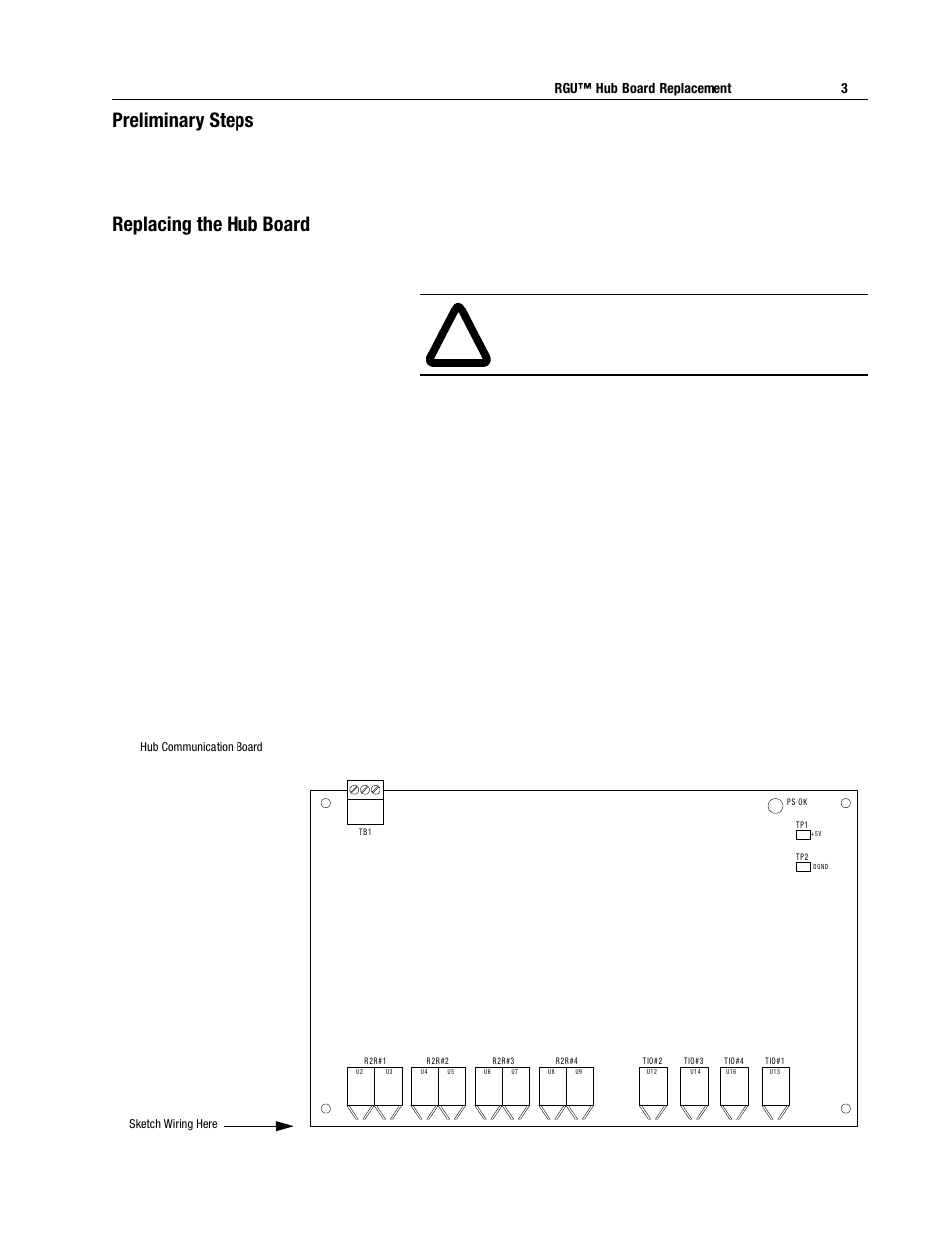 Preliminary steps, Replacing the hub board | Rockwell Automation 2364F RGU Hub Board Replacement User Manual | Page 3 / 4