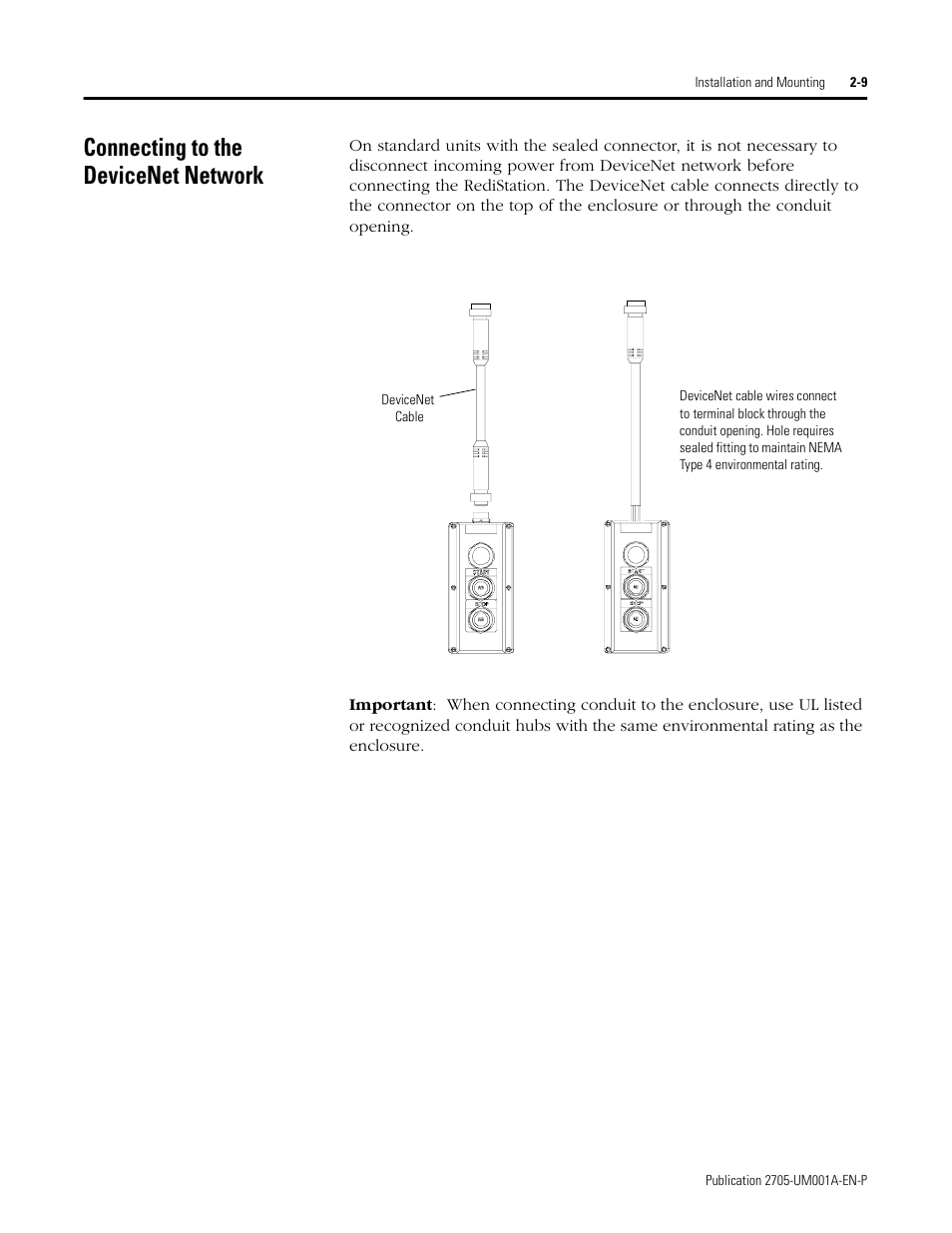 Connecting to the devicenet network, Connecting to the devicenet network -9 | Rockwell Automation 2705 RediSTATION Operator Interface User Manual User Manual | Page 25 / 64