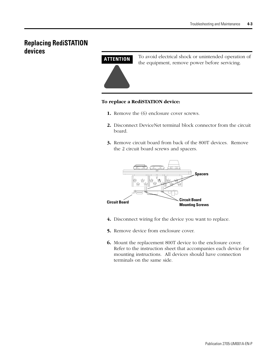 Replacing redistation devices | Rockwell Automation 2705 RediSTATION Operator Interface User Manual User Manual | Page 33 / 64