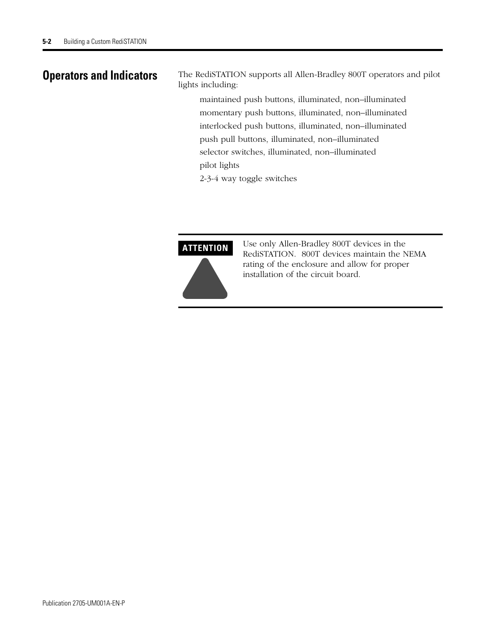 Operators and indicators, Operators and indicators -2 | Rockwell Automation 2705 RediSTATION Operator Interface User Manual User Manual | Page 38 / 64