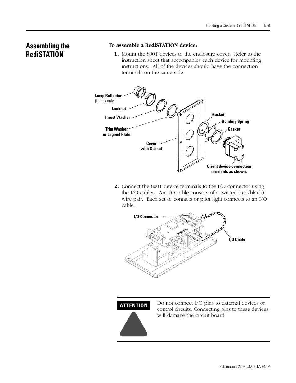Assembling the redistation, Assembling the redistation -3 | Rockwell Automation 2705 RediSTATION Operator Interface User Manual User Manual | Page 39 / 64