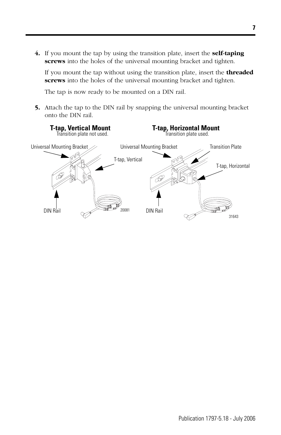 Rockwell Automation 1797-TPYS ControlNet Coax Taps User Manual | Page 7 / 12