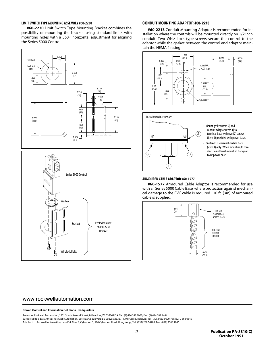 Rockwell Automation 60-2213 Mounting Assemblies User Manual | Page 2 / 2