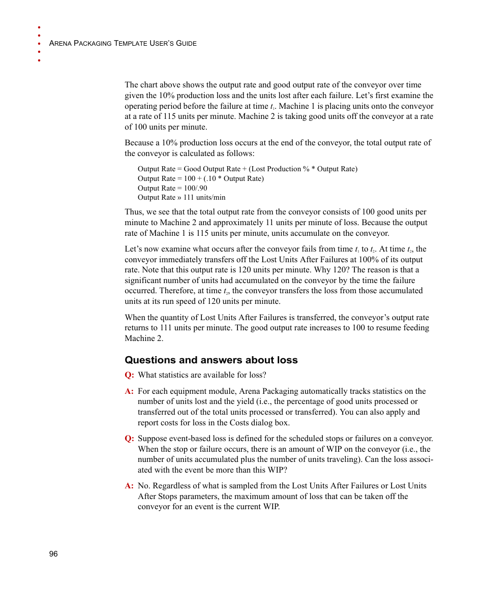 Questions and answers about loss | Rockwell Automation Arena Packaging Users Guide User Manual | Page 102 / 112