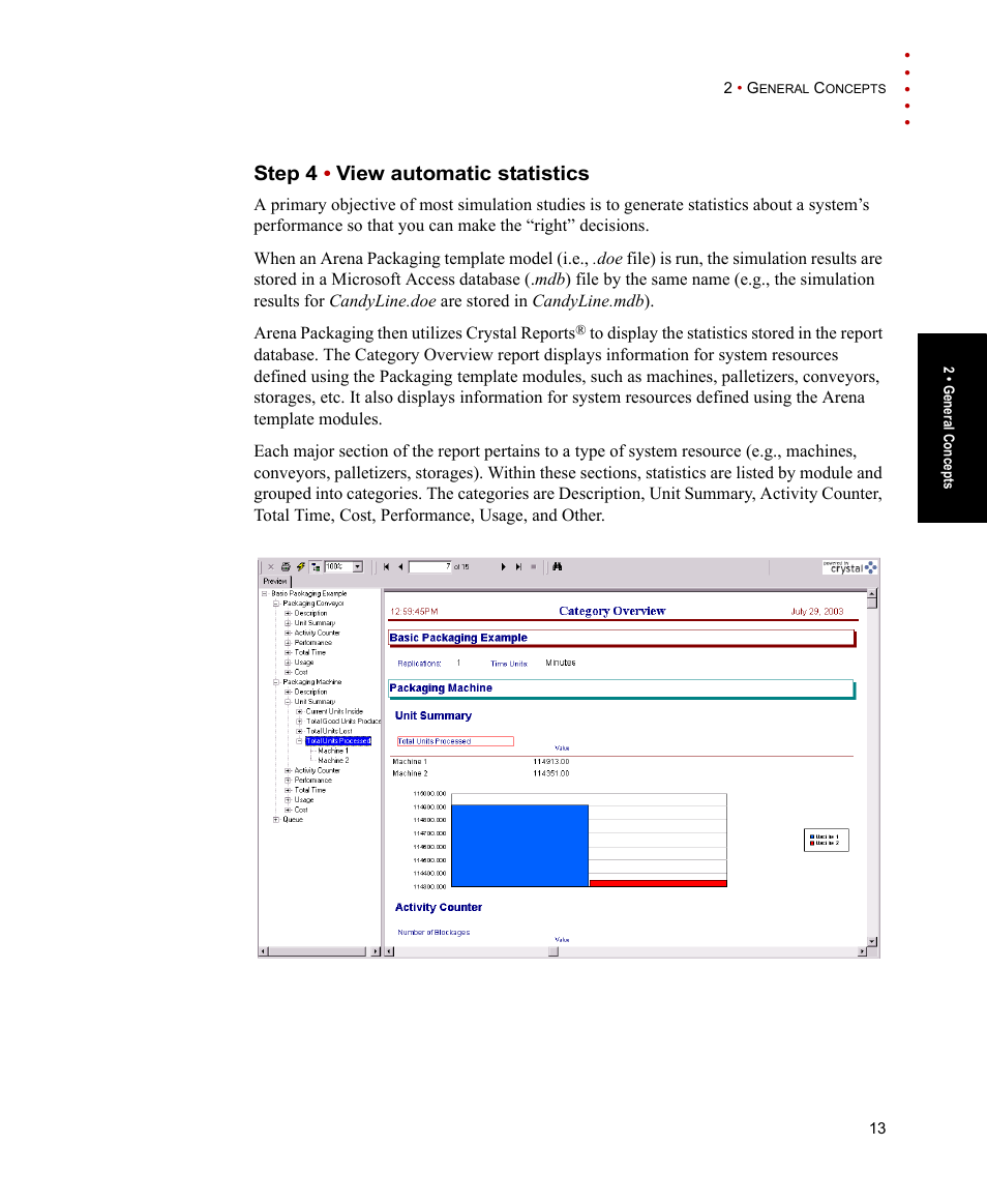 Step 4 . view automatic statistics, Step 4, View automatic statistics | Rockwell Automation Arena Packaging Users Guide User Manual | Page 19 / 112