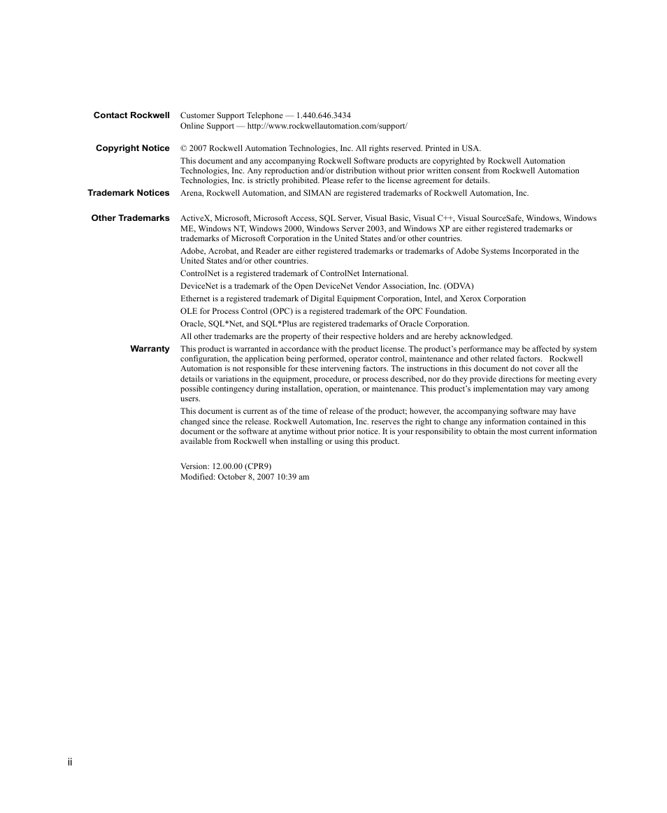 Rockwell Automation Arena Packaging Users Guide User Manual | Page 2 / 112