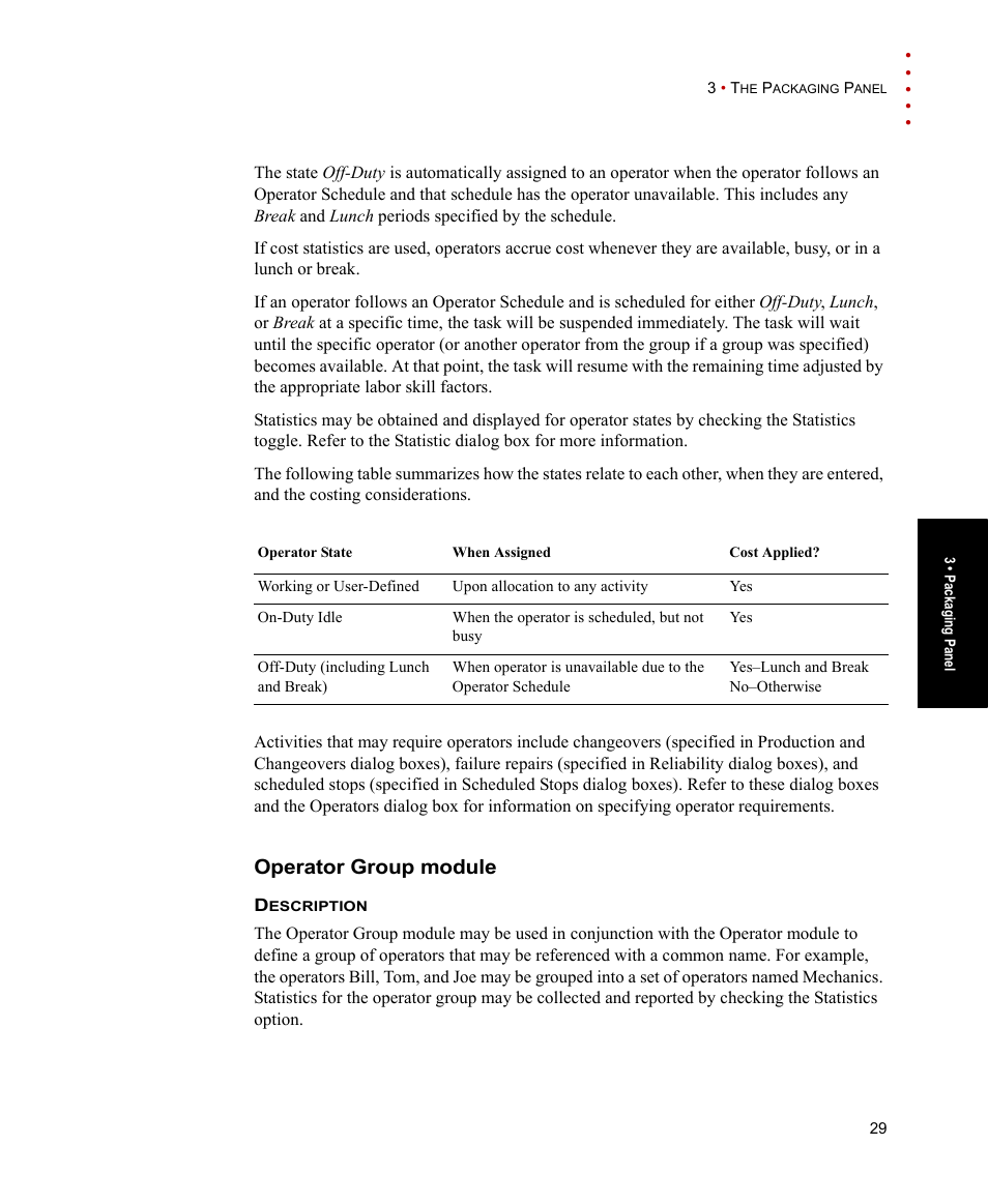 Operator group module | Rockwell Automation Arena Packaging Users Guide User Manual | Page 35 / 112