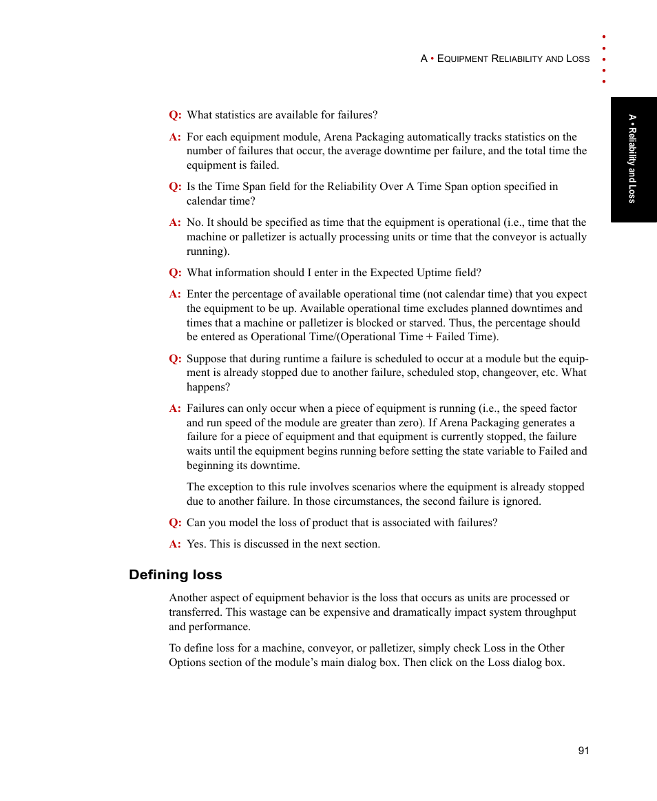 Defining loss | Rockwell Automation Arena Packaging Users Guide User Manual | Page 97 / 112