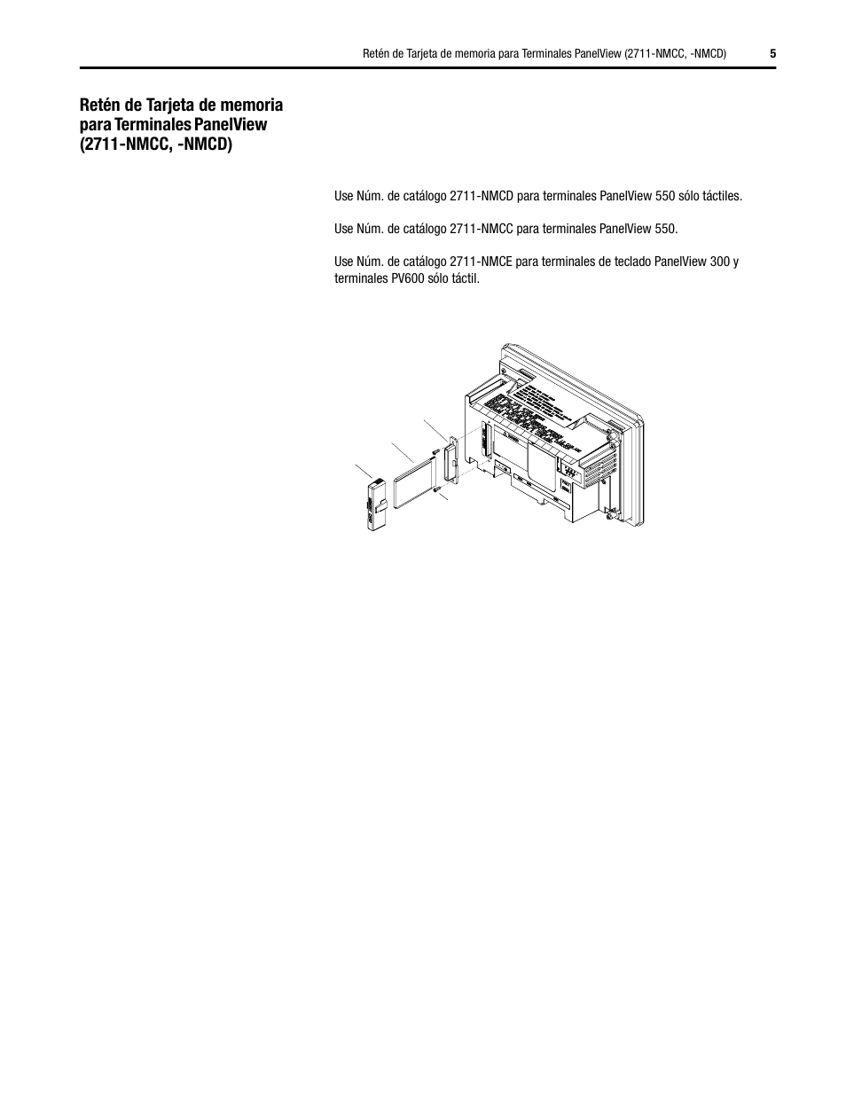 Rockwell Automation 2711-NMCC, -NMCD, -NMCE Memory Card Retainer for PanelView Terminals User Manual | Page 5 / 8