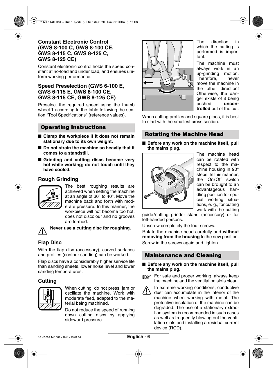 Bosch GWS 6-100 (E) User Manual | Page 10 / 27