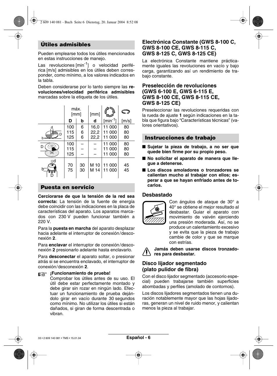 Bosch GWS 6-100 (E) User Manual | Page 17 / 27