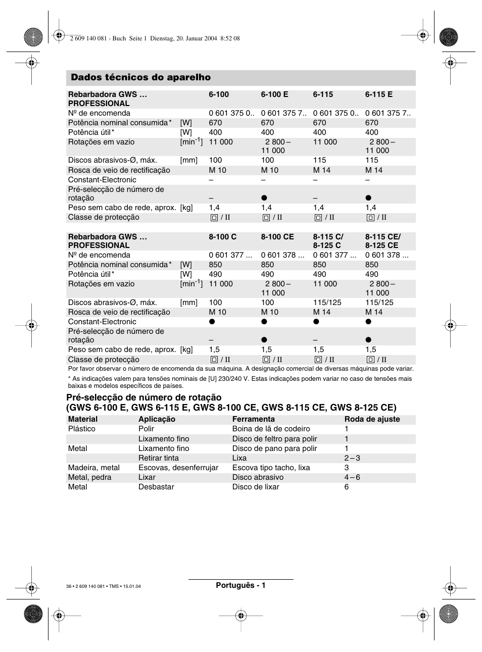 Bosch GWS 6-100 (E) User Manual | Page 20 / 27