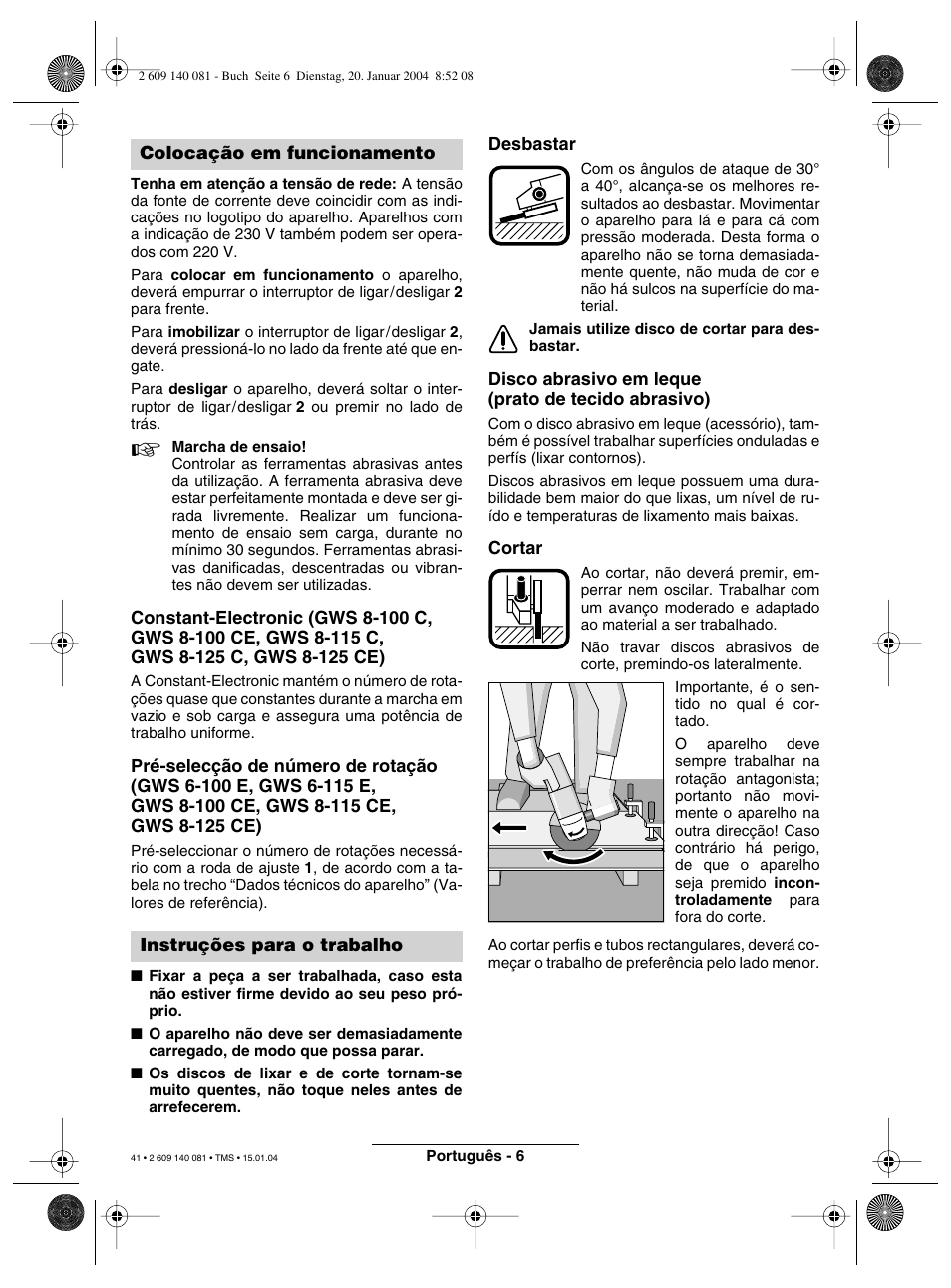 Bosch GWS 6-100 (E) User Manual | Page 25 / 27