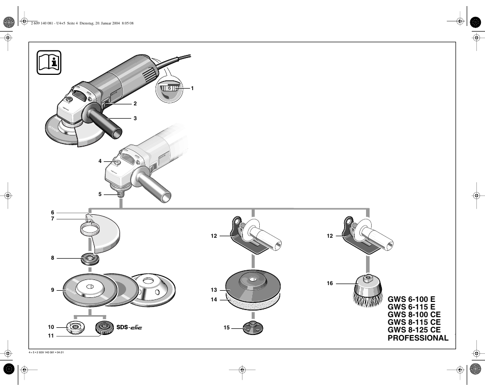 Bosch GWS 6-100 (E) User Manual | Page 4 / 27