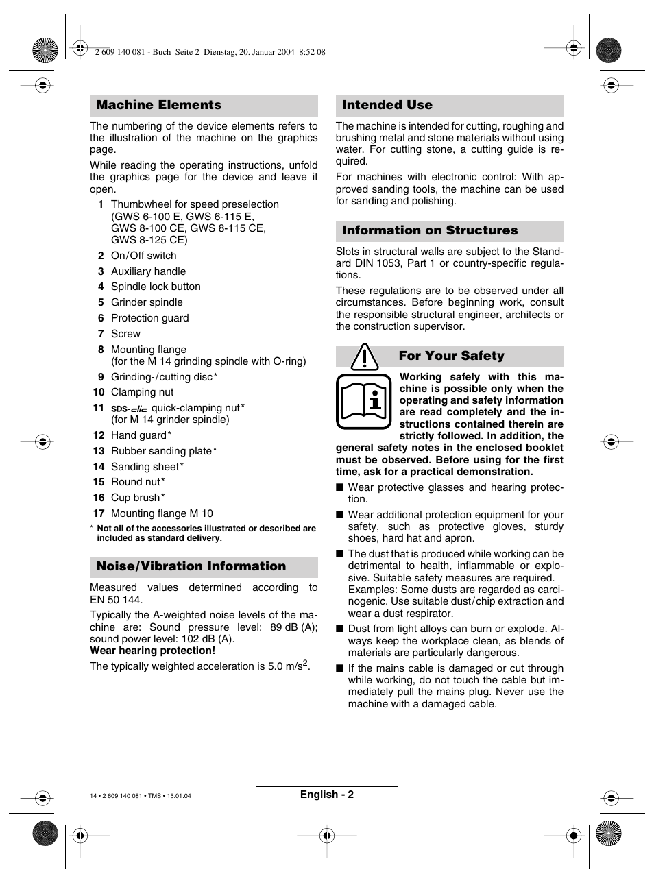 Bosch GWS 6-100 (E) User Manual | Page 6 / 27