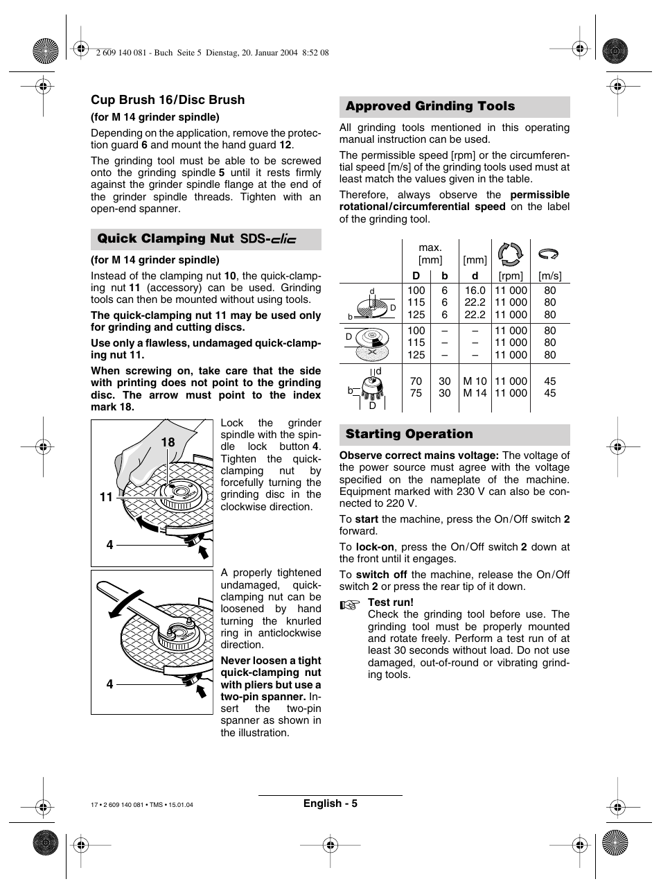 Bosch GWS 6-100 (E) User Manual | Page 9 / 27