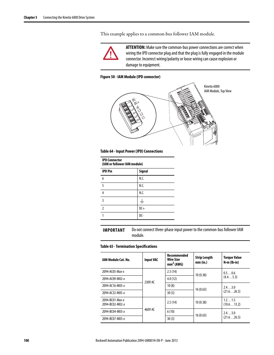 Rockwell Automation 2094-xMxx-S Kinetix 6000 Multi-axis Servo Drives User Manual User Manual | Page 100 / 286