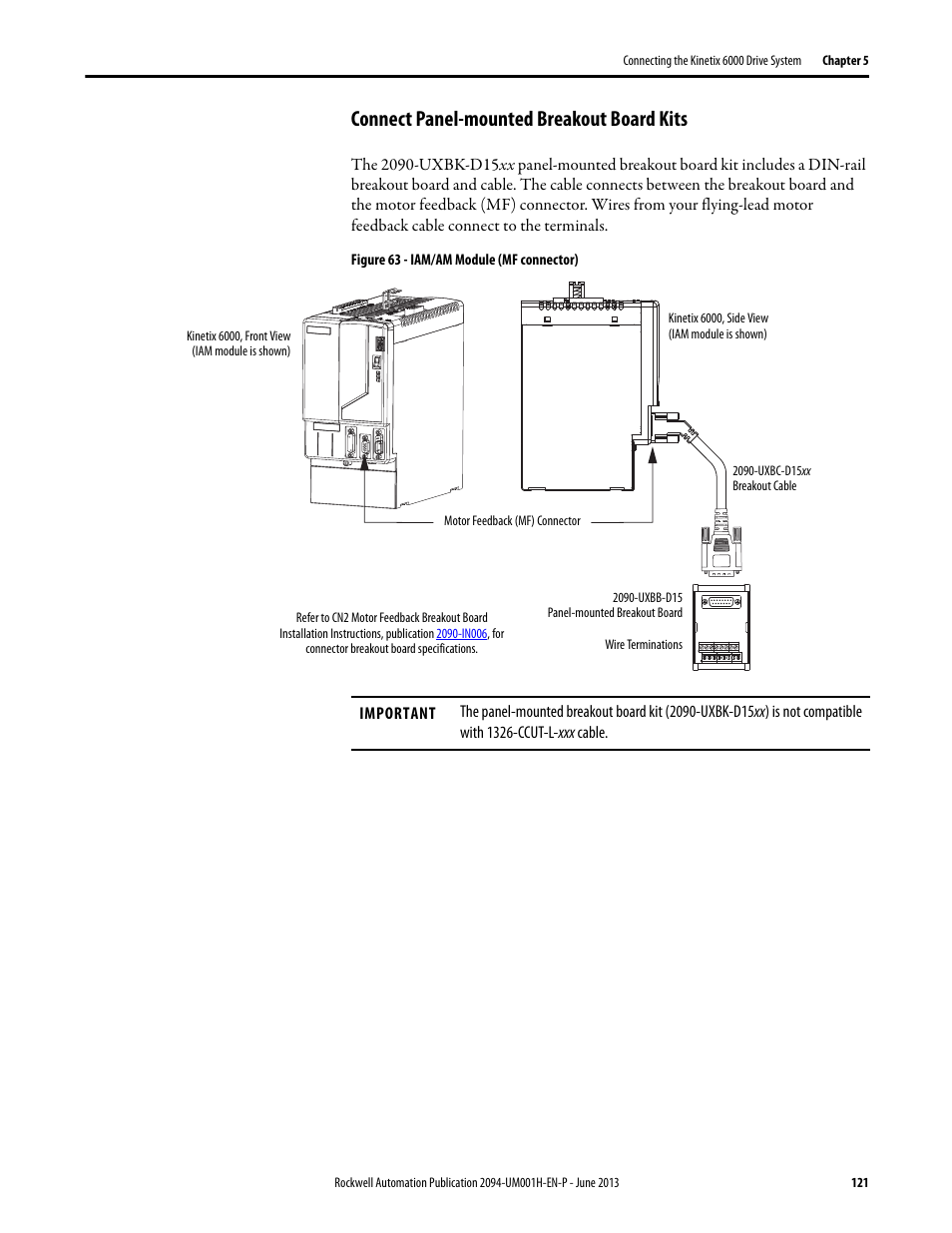 Connect panel-mounted breakout board kits, Connect panel-mounted breakout board kits on | Rockwell Automation 2094-xMxx-S Kinetix 6000 Multi-axis Servo Drives User Manual User Manual | Page 121 / 286