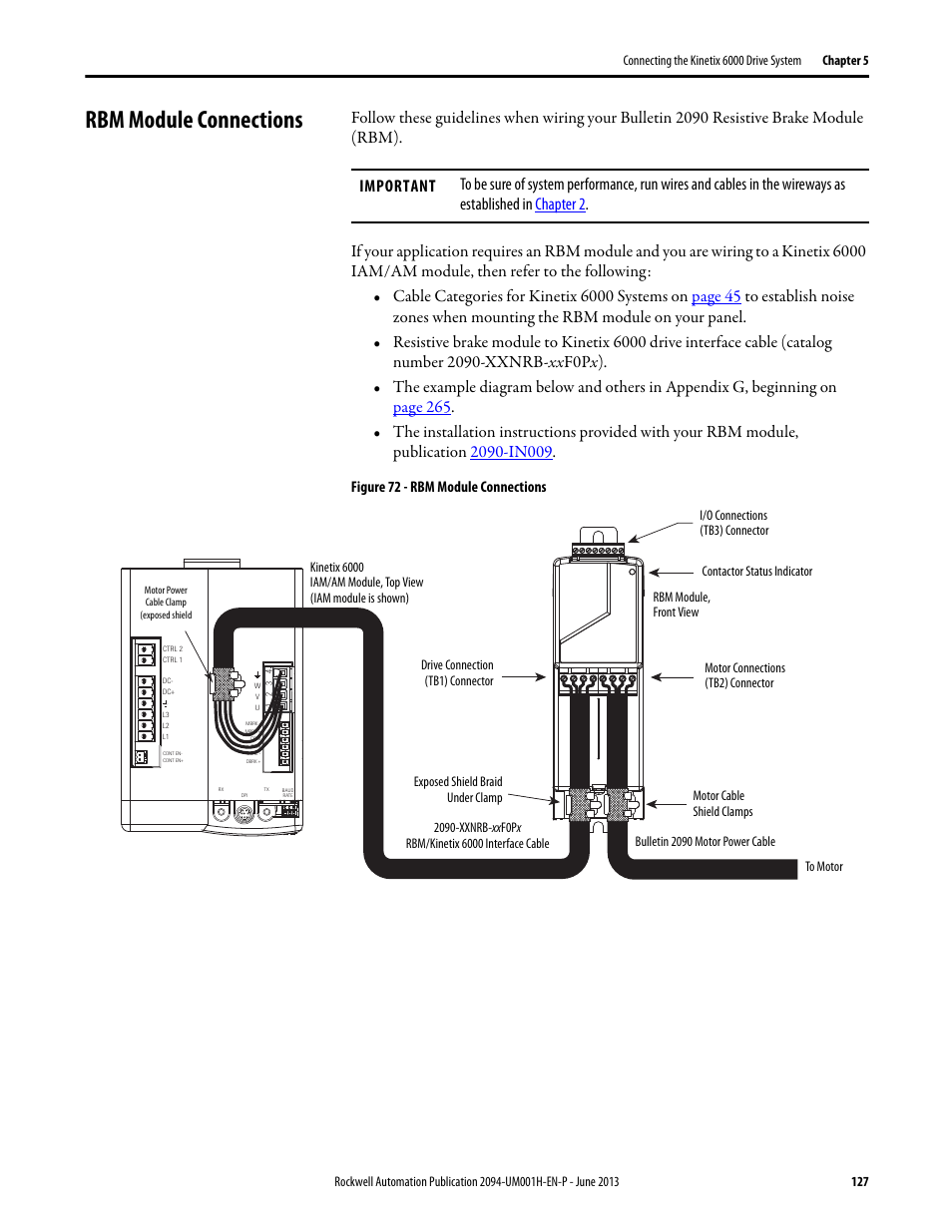 Rbm module connections | Rockwell Automation 2094-xMxx-S Kinetix 6000 Multi-axis Servo Drives User Manual User Manual | Page 127 / 286