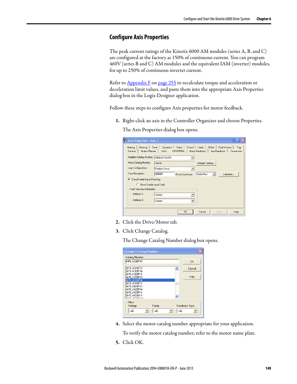 Configure axis properties, Configure axis properties on | Rockwell Automation 2094-xMxx-S Kinetix 6000 Multi-axis Servo Drives User Manual User Manual | Page 149 / 286