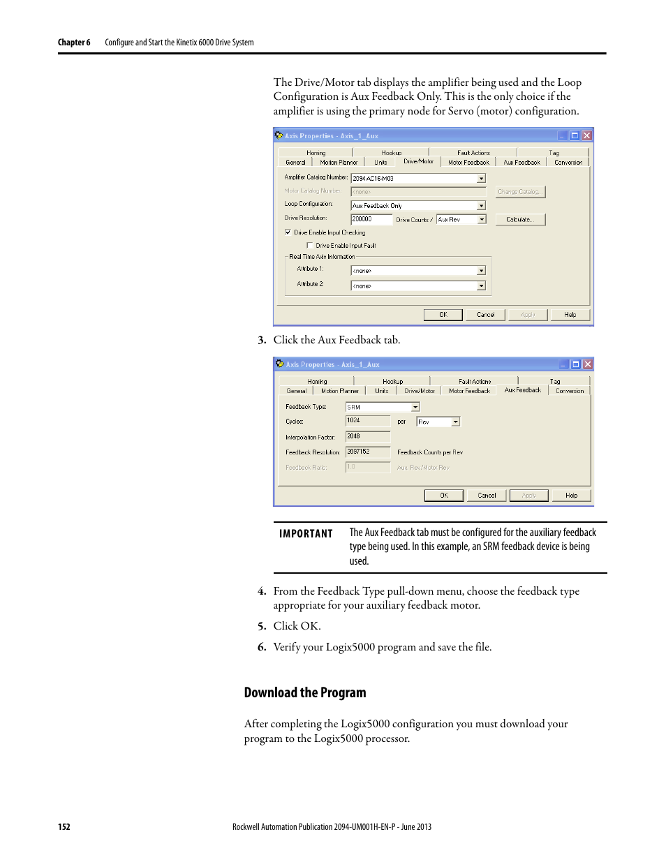 Download the program | Rockwell Automation 2094-xMxx-S Kinetix 6000 Multi-axis Servo Drives User Manual User Manual | Page 152 / 286