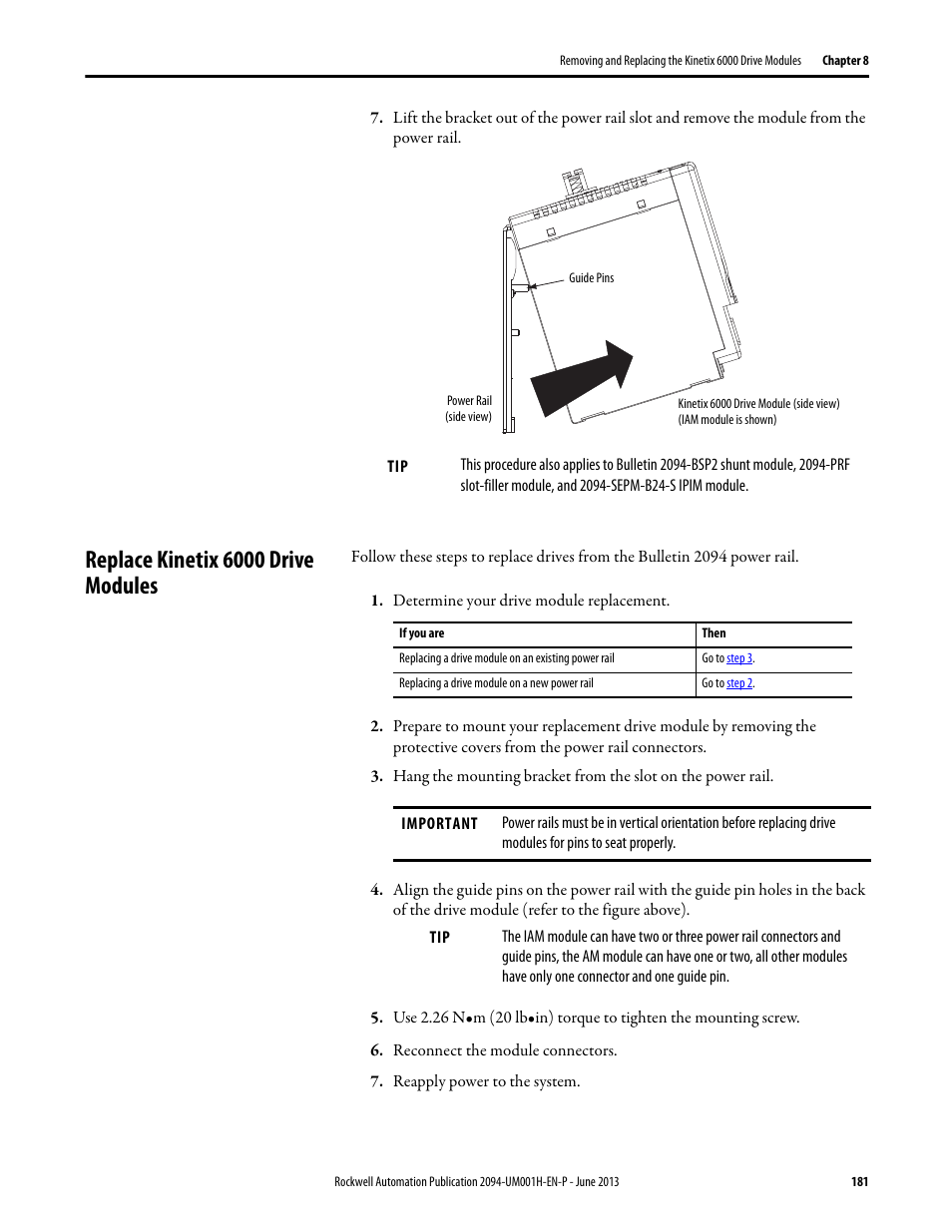Replace kinetix 6000 drive modules | Rockwell Automation 2094-xMxx-S Kinetix 6000 Multi-axis Servo Drives User Manual User Manual | Page 181 / 286