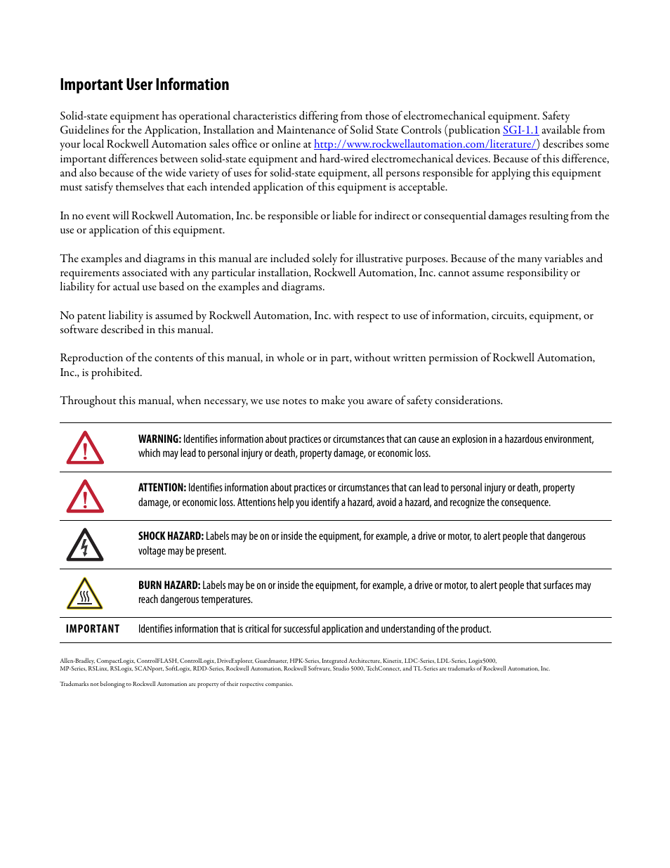 Important user information | Rockwell Automation 2094-xMxx-S Kinetix 6000 Multi-axis Servo Drives User Manual User Manual | Page 2 / 286