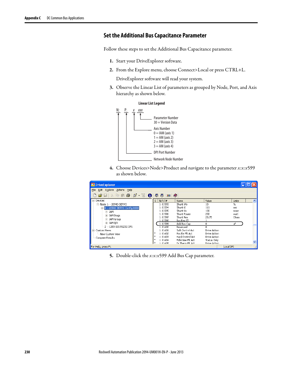 Set the additional bus capacitance parameter | Rockwell Automation 2094-xMxx-S Kinetix 6000 Multi-axis Servo Drives User Manual User Manual | Page 230 / 286