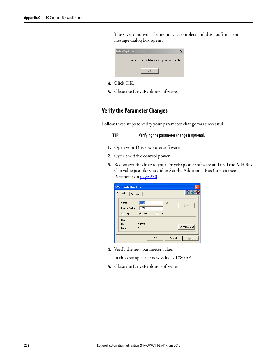 Verify the parameter changes | Rockwell Automation 2094-xMxx-S Kinetix 6000 Multi-axis Servo Drives User Manual User Manual | Page 232 / 286