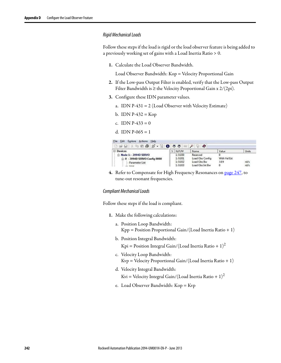 Rigid mechanical loads, Compliant mechanical loads, Rigid mechanical loads o | For r, To compliant mechanical loads on, For com | Rockwell Automation 2094-xMxx-S Kinetix 6000 Multi-axis Servo Drives User Manual User Manual | Page 242 / 286