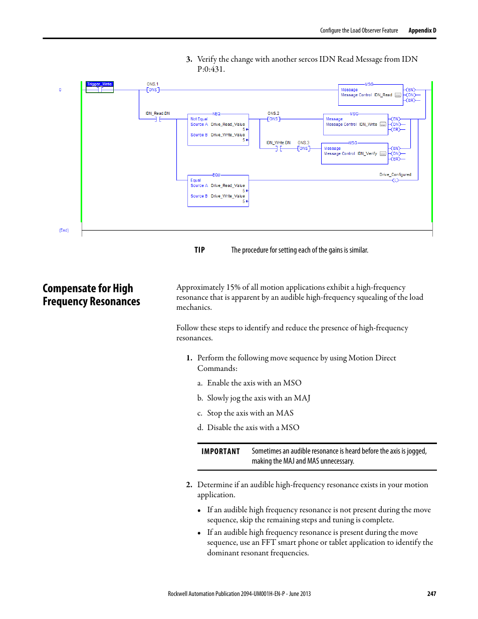 Compensate for high frequency resonances, R to compensate for high frequency resonances on | Rockwell Automation 2094-xMxx-S Kinetix 6000 Multi-axis Servo Drives User Manual User Manual | Page 247 / 286