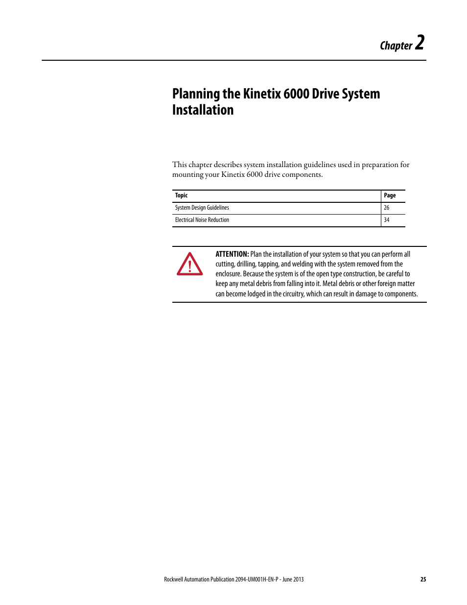 Chapter 2, Chapter | Rockwell Automation 2094-xMxx-S Kinetix 6000 Multi-axis Servo Drives User Manual User Manual | Page 25 / 286