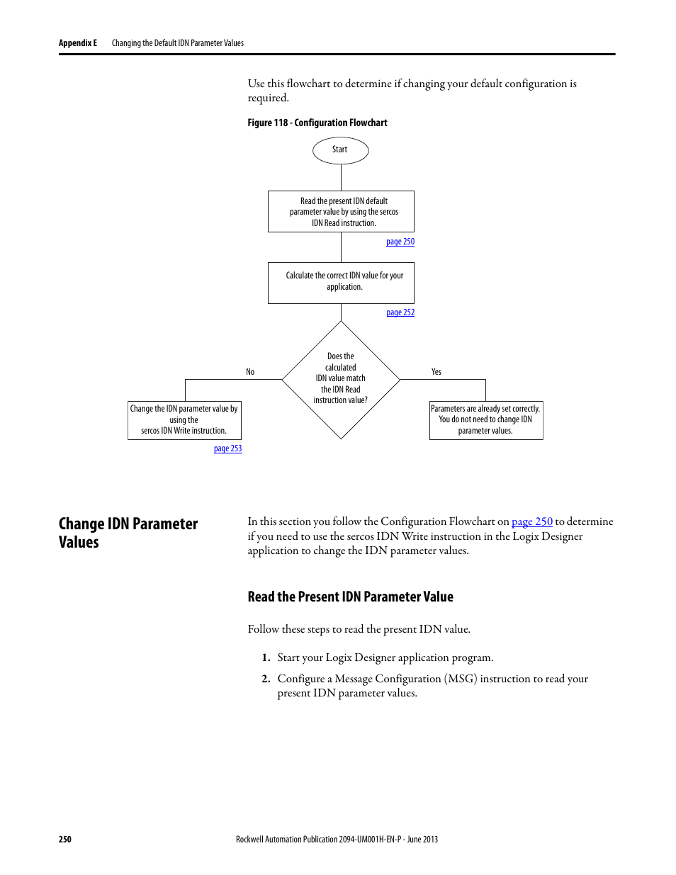 Change idn parameter values, Read the present idn parameter value | Rockwell Automation 2094-xMxx-S Kinetix 6000 Multi-axis Servo Drives User Manual User Manual | Page 250 / 286