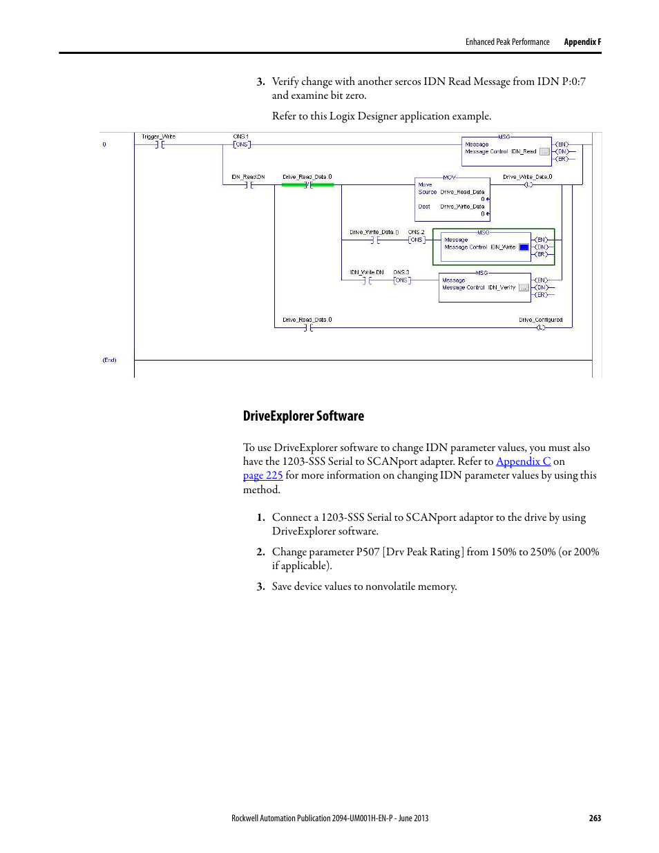 Driveexplorer software | Rockwell Automation 2094-xMxx-S Kinetix 6000 Multi-axis Servo Drives User Manual User Manual | Page 263 / 286