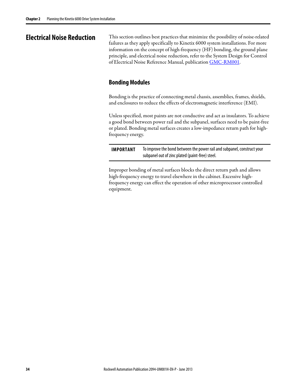 Electrical noise reduction, Bonding modules | Rockwell Automation 2094-xMxx-S Kinetix 6000 Multi-axis Servo Drives User Manual User Manual | Page 34 / 286