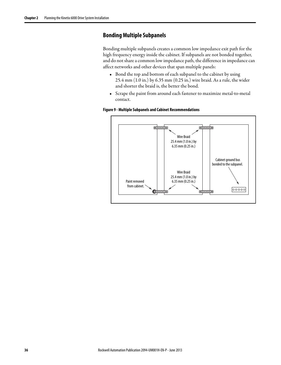 Bonding multiple subpanels | Rockwell Automation 2094-xMxx-S Kinetix 6000 Multi-axis Servo Drives User Manual User Manual | Page 36 / 286