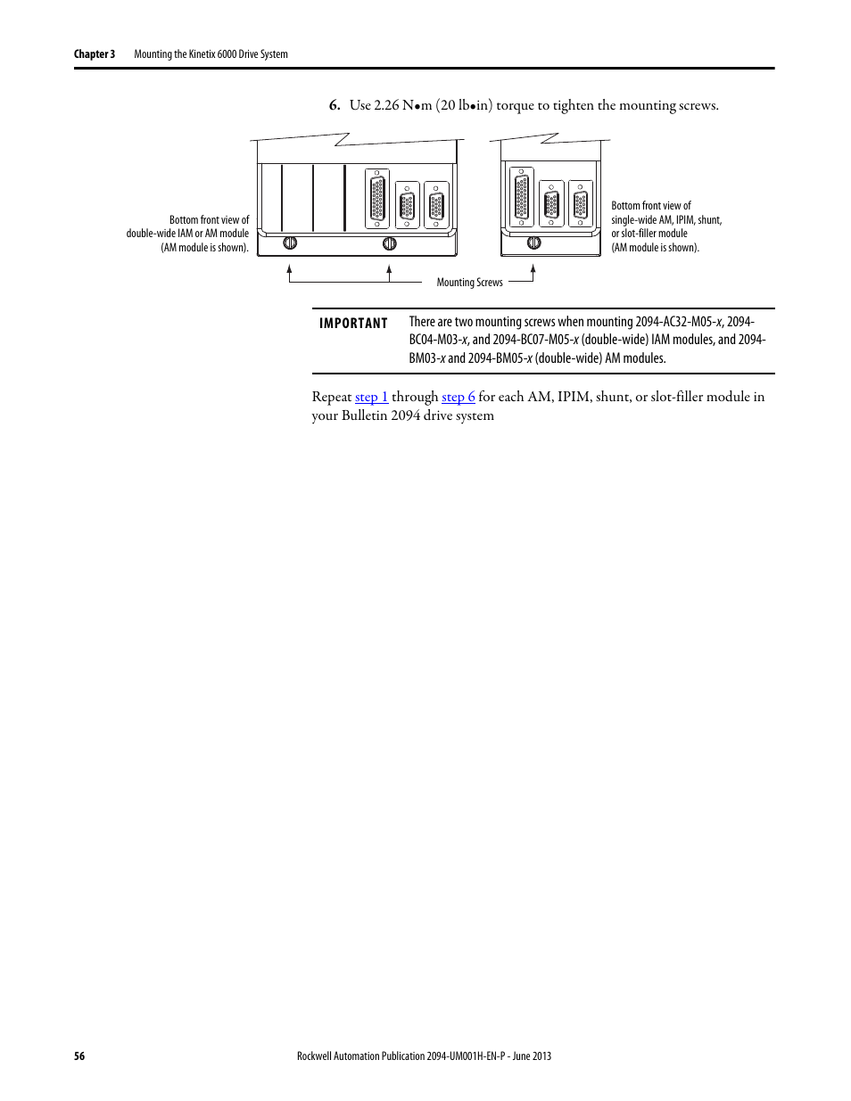 Rockwell Automation 2094-xMxx-S Kinetix 6000 Multi-axis Servo Drives User Manual User Manual | Page 56 / 286