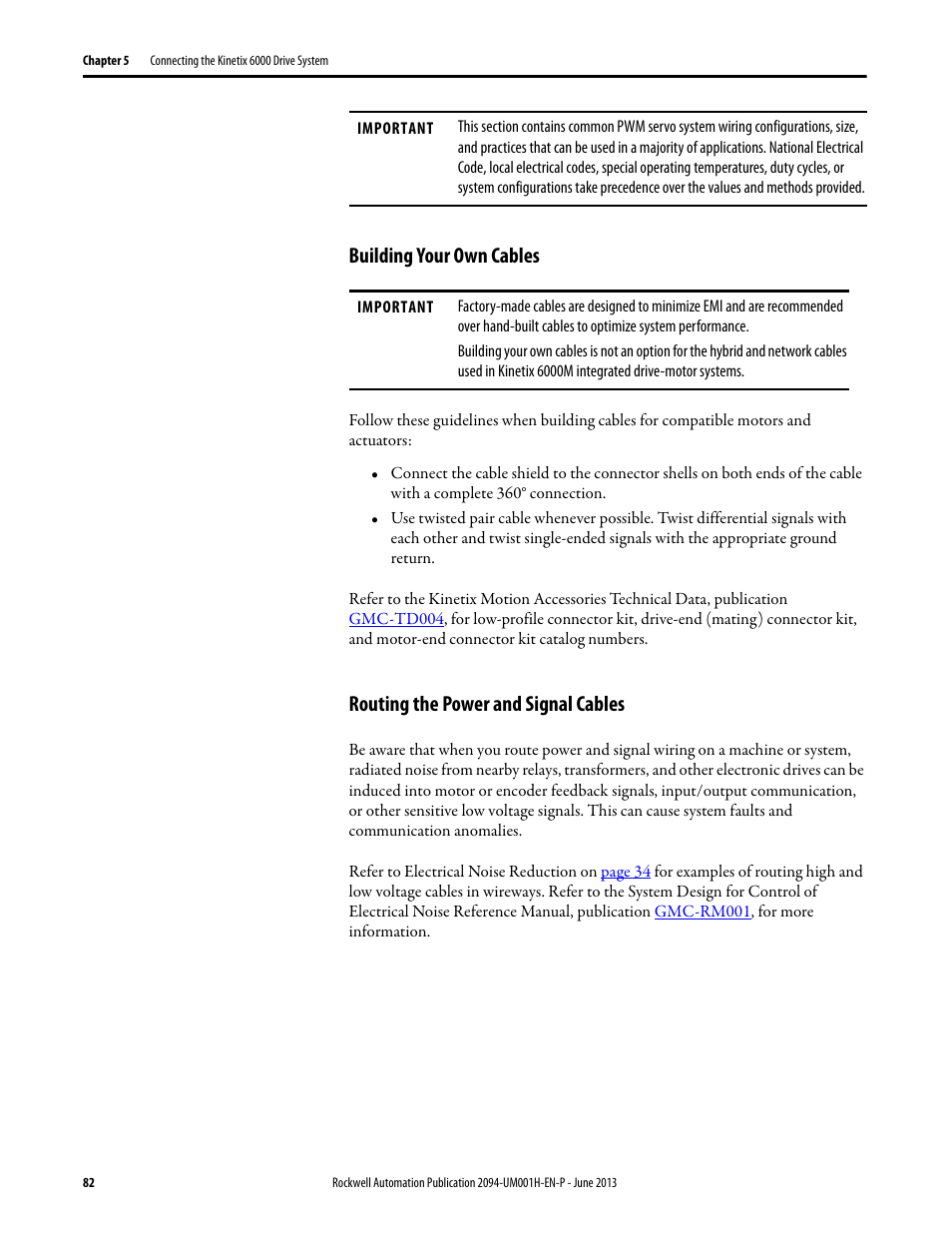 Building your own cables, Routing the power and signal cables | Rockwell Automation 2094-xMxx-S Kinetix 6000 Multi-axis Servo Drives User Manual User Manual | Page 82 / 286