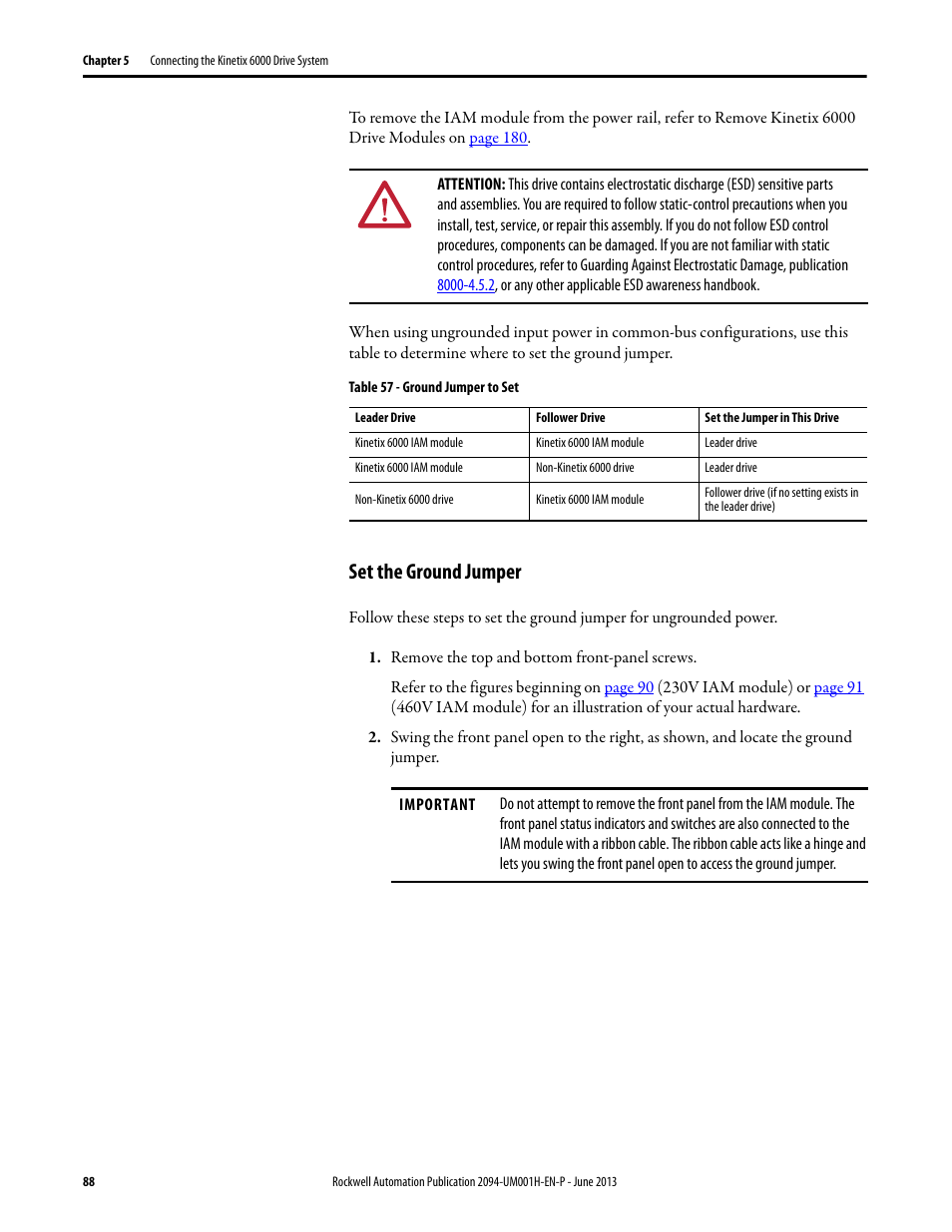 Set the ground jumper | Rockwell Automation 2094-xMxx-S Kinetix 6000 Multi-axis Servo Drives User Manual User Manual | Page 88 / 286