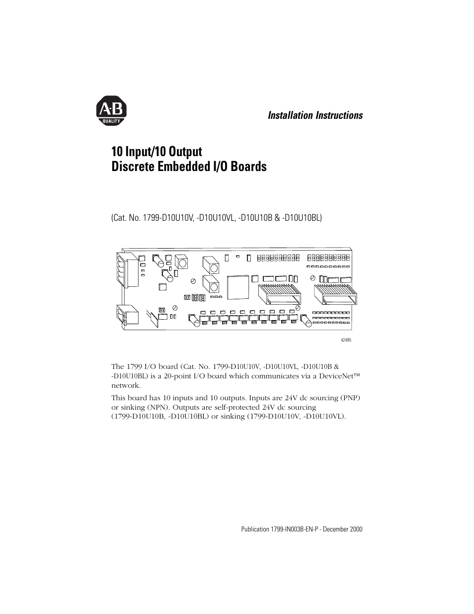 Rockwell Automation 1799-D10U10BL 10 Input/10 Output Discrete Embedded I/O User Manual | 16 pages