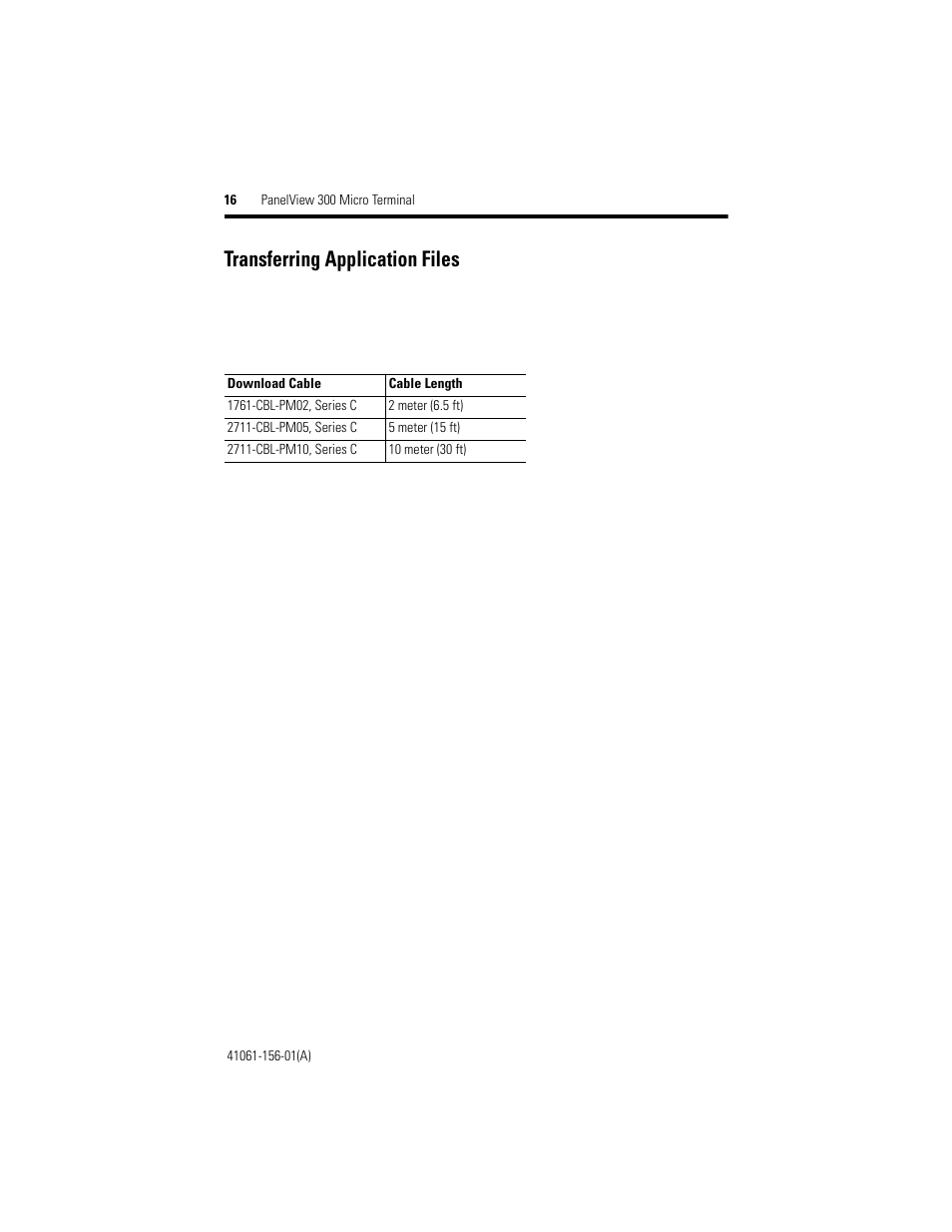 Transferring application files | Rockwell Automation 2711-M3A18L1_M3A19L1 PanelView 300 Micro Terminals Installation Instructions User Manual | Page 16 / 116