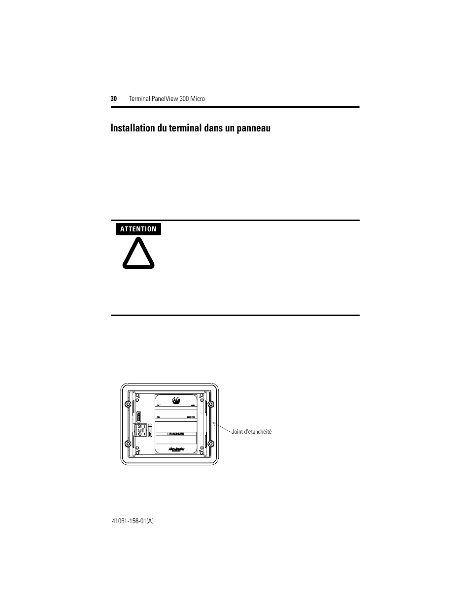 Installation du terminal dans un panneau | Rockwell Automation 2711-M3A18L1_M3A19L1 PanelView 300 Micro Terminals Installation Instructions User Manual | Page 30 / 116