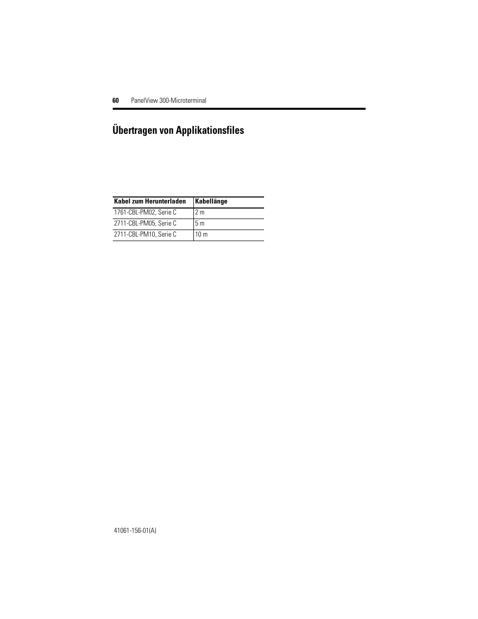 Übertragen von applikationsfiles | Rockwell Automation 2711-M3A18L1_M3A19L1 PanelView 300 Micro Terminals Installation Instructions User Manual | Page 60 / 116