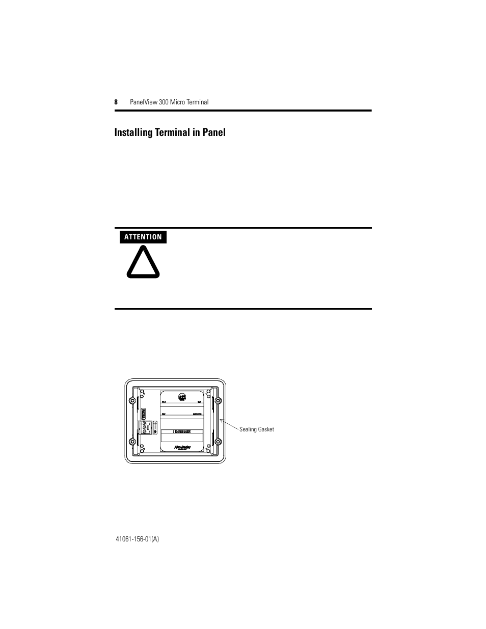 Installing terminal in panel | Rockwell Automation 2711-M3A18L1_M3A19L1 PanelView 300 Micro Terminals Installation Instructions User Manual | Page 8 / 116