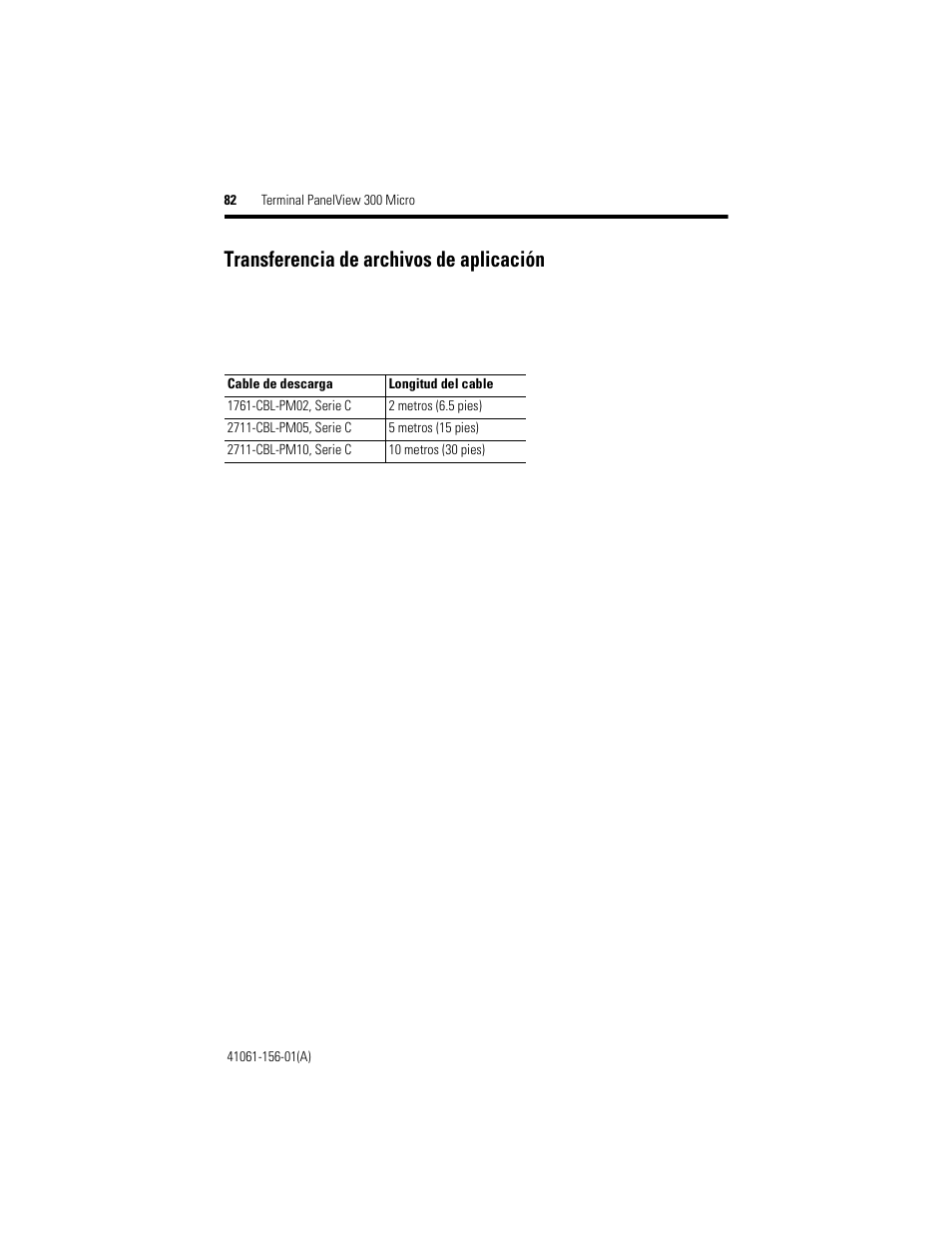 Transferencia de archivos de aplicación | Rockwell Automation 2711-M3A18L1_M3A19L1 PanelView 300 Micro Terminals Installation Instructions User Manual | Page 82 / 116